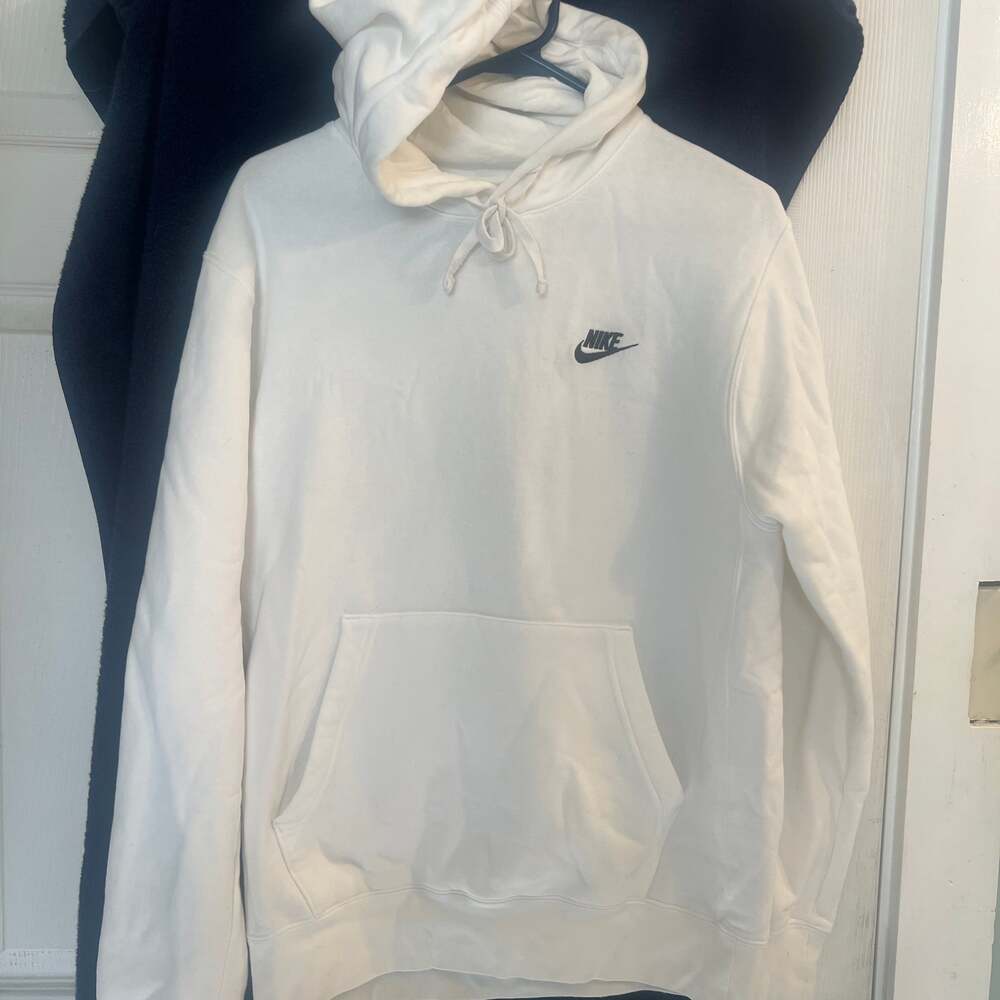 Nike Sportswear Club Fleece Pullover Hoodie White Mens Size Small VGUC